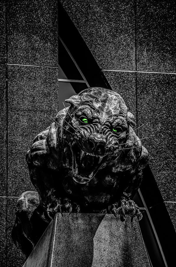 Carolina Panthers Mascot Statue With Green Eyes #2 Photograph by Alex Grichenko