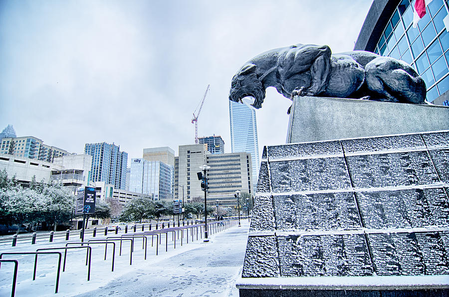 Carolina Panthers Statue Covered In Snow #2 Photograph by Alex Grichenko