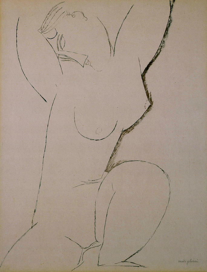 Caryatid #3 Drawing by Amedeo Modigliani