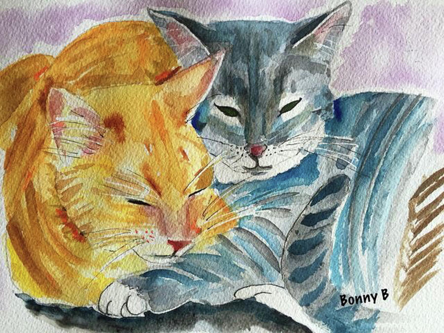Cat Painting - Kitty And Kat by Bonny Butler