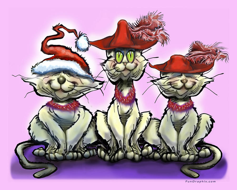 Cats in Red Hats #3 Digital Art by Kevin Middleton