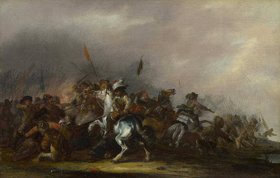 Cavalry Attacked By Infantry Painting by Jacob Weier - Fine Art America
