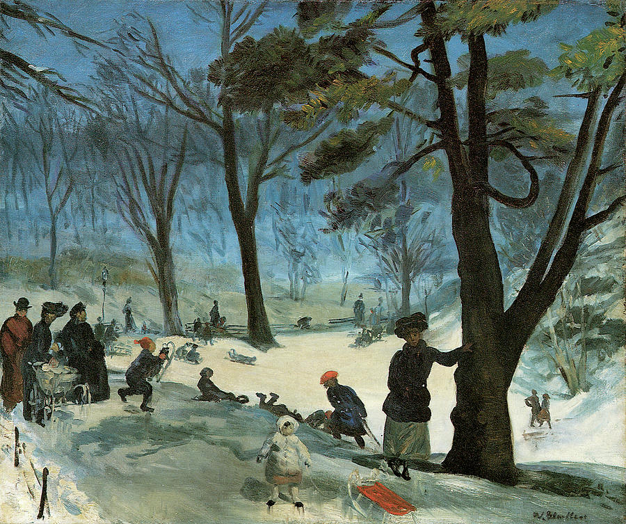 Central Park in Winter  #2 Painting by William Glackens