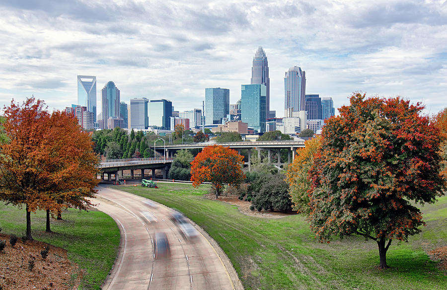Charlotte City North Carolina Cityscape During Autumn Season #2 Photograph by Alex Grichenko