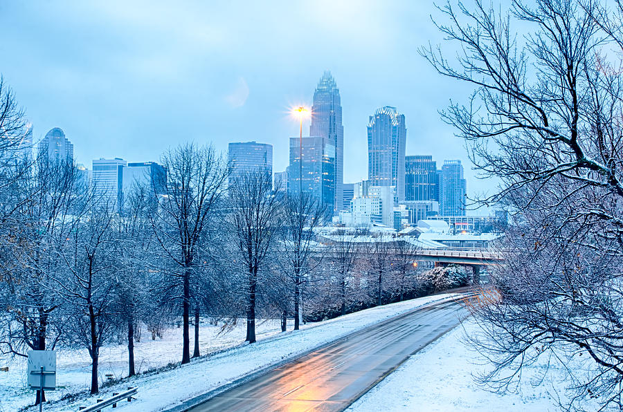 Charlotte North Carolina City After Snowstorm And Ice Rain #2 Photograph by Alex Grichenko