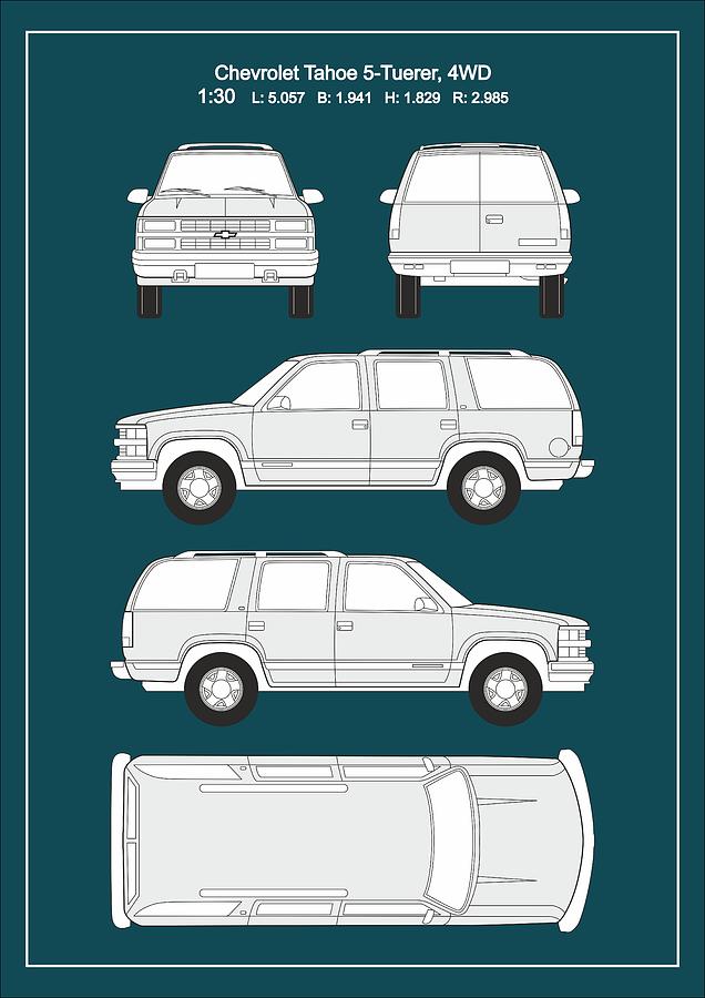 Chevrolet Tahoe Digital Art by Elena Kosvincheva - Pixels