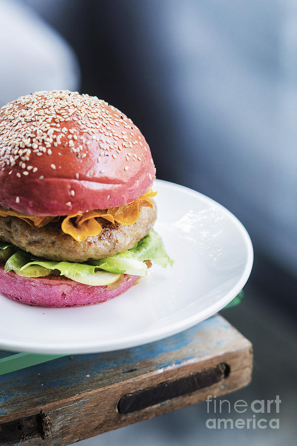 Chicken Burger With Gherkins Beetroot Bread Bun #2 Photograph by JM Travel Photography