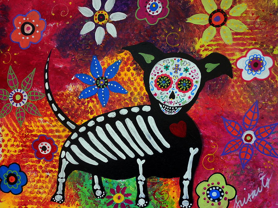 Chihuahua Day Of The Dead #2 Painting by Pristine Cartera Turkus