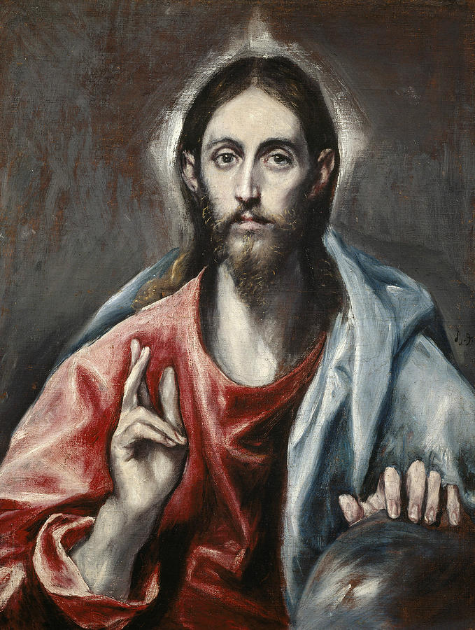 Christ Blessing Painting by El Greco