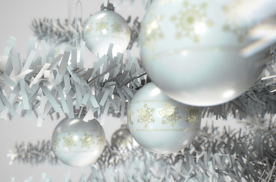 Ball Digital Art - Christmas Decor White #2 by Allan Swart