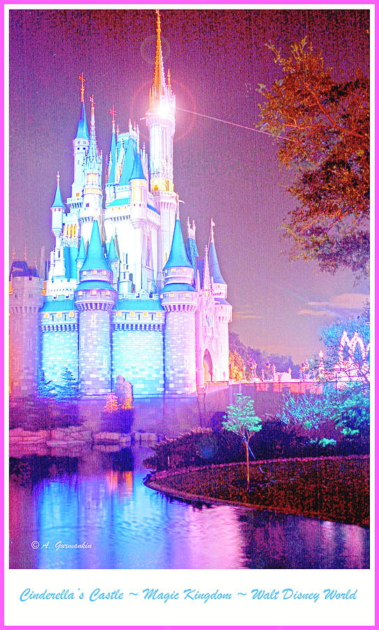 Cinderellas Castle at Night Walt Disney World #2 Digital Art by A Macarthur Gurmankin