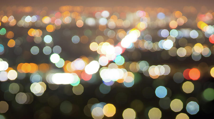 City Lights Bokeh Night Abstract #2 Photograph by Alex Grichenko