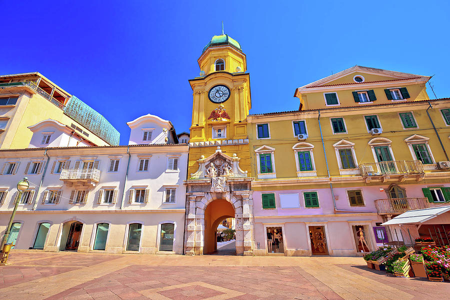 City of Rijeka main square and clock tower view #2 Photograph by Brch Photography