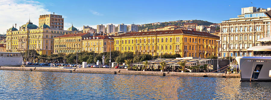 City of Rijeka waterfront boats and architecture panoramic view #2 Photograph by Brch Photography