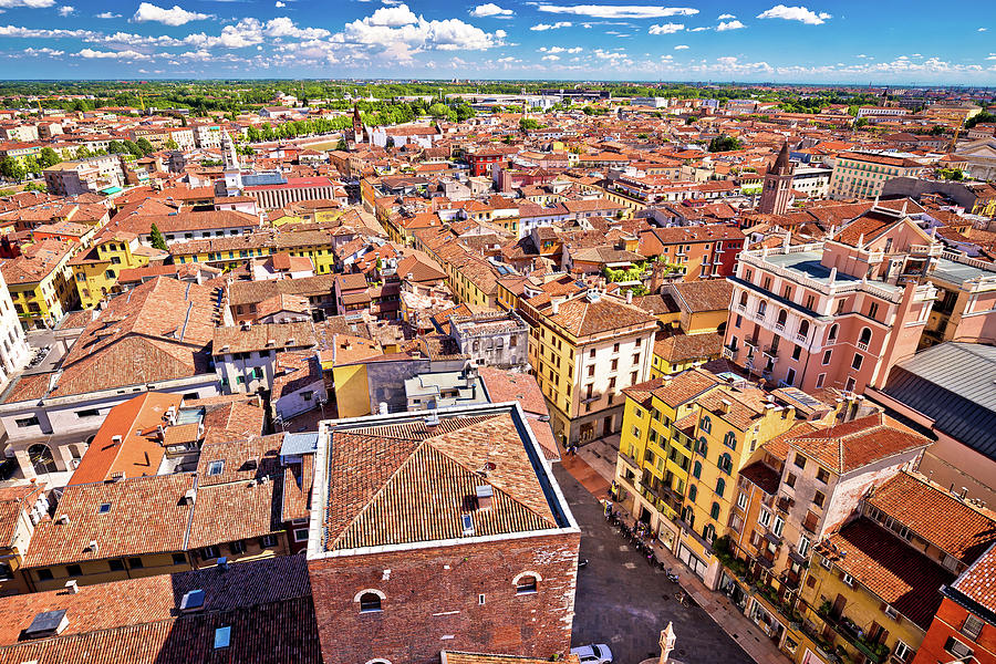 City of Verona aerial view from Lamberti tower #2 Photograph by Brch Photography