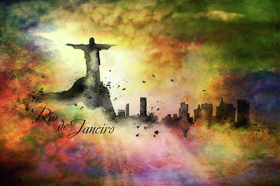 City skyline Rio de janeiro #2 Painting by Lilia S