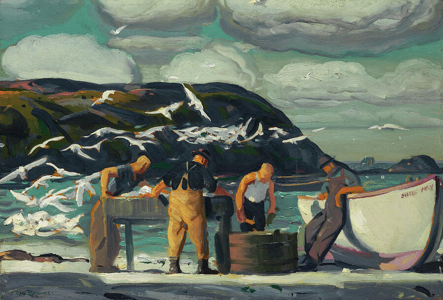 Bird Painting - Cleaning Fish, from 1913 by George Bellows