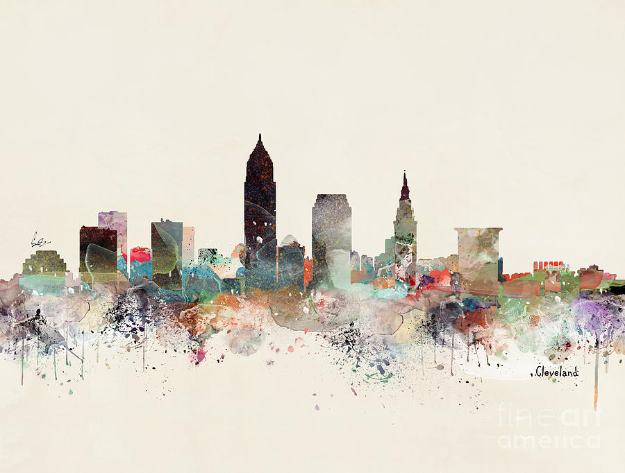 Cleveland Ohio Skyline #2 Painting by Bri Buckley