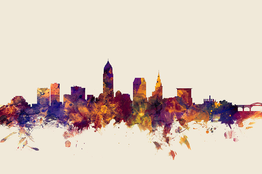 Cleveland Ohio Skyline #2 Digital Art by Michael Tompsett