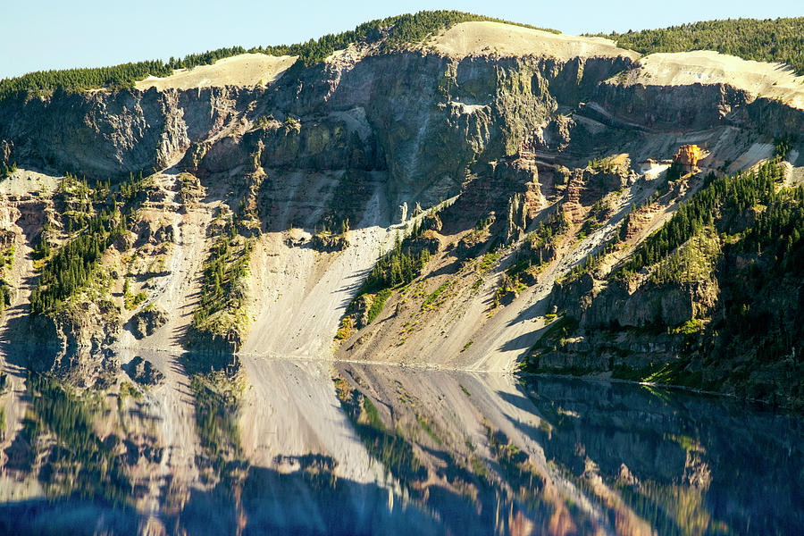 Cliff Reflections On Crater Lake Photograph