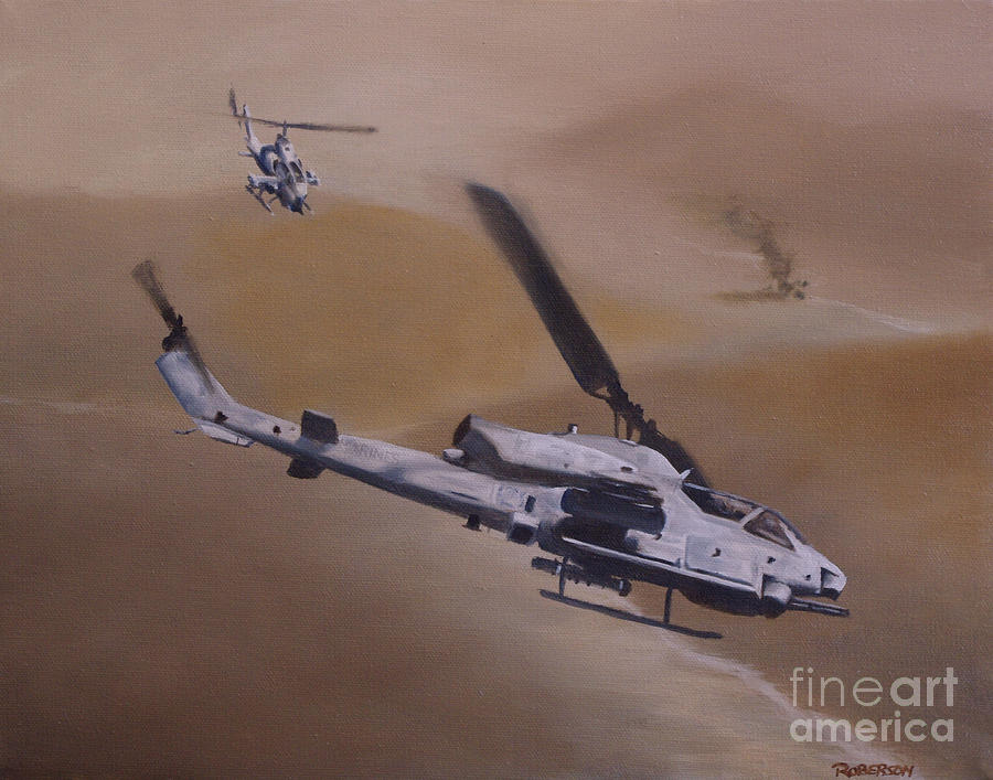 Cobra Painting - Close Air Support #2 by Stephen Roberson
