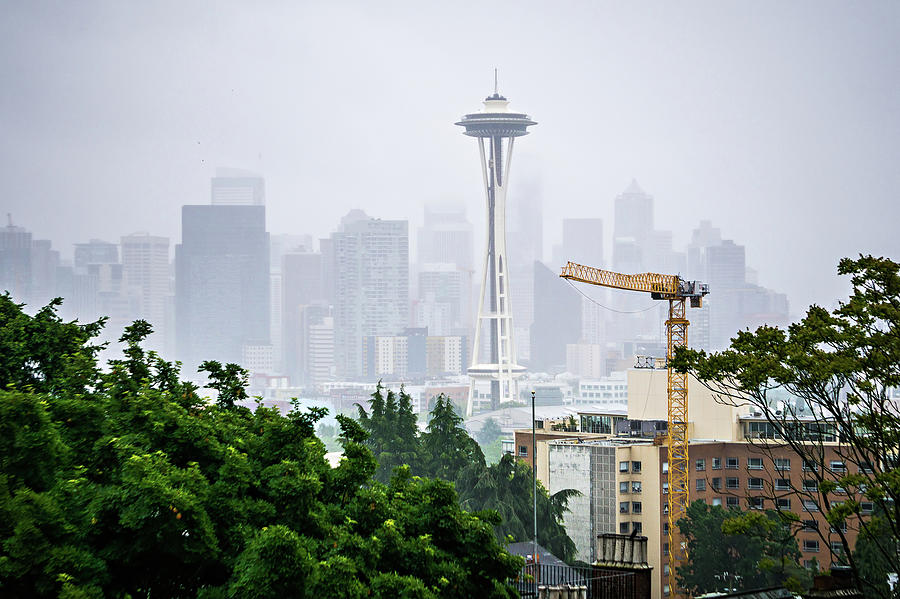 Cloudy And Foggy Day With Seattle Skyline #2 Photograph by Alex Grichenko