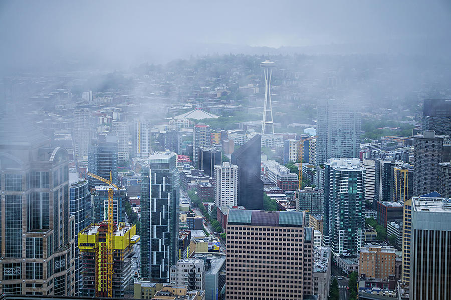 Cloudy And Rainy Day In Seattle Washington #2 Photograph by Alex Grichenko
