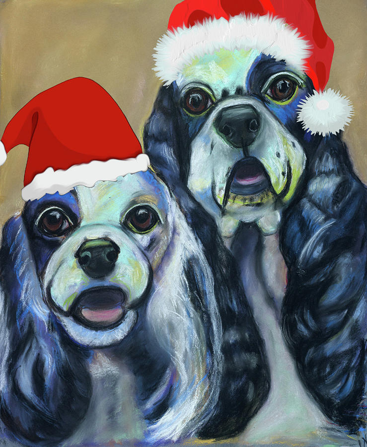 Christmas Pastel - 2 Cockers by Ann Hoff Christmas Pastel - 2 Cockers by Ann Hoff