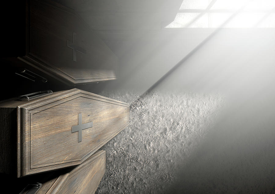 Burial Digital Art - Coffin Row In A Room #2 by Allan Swart