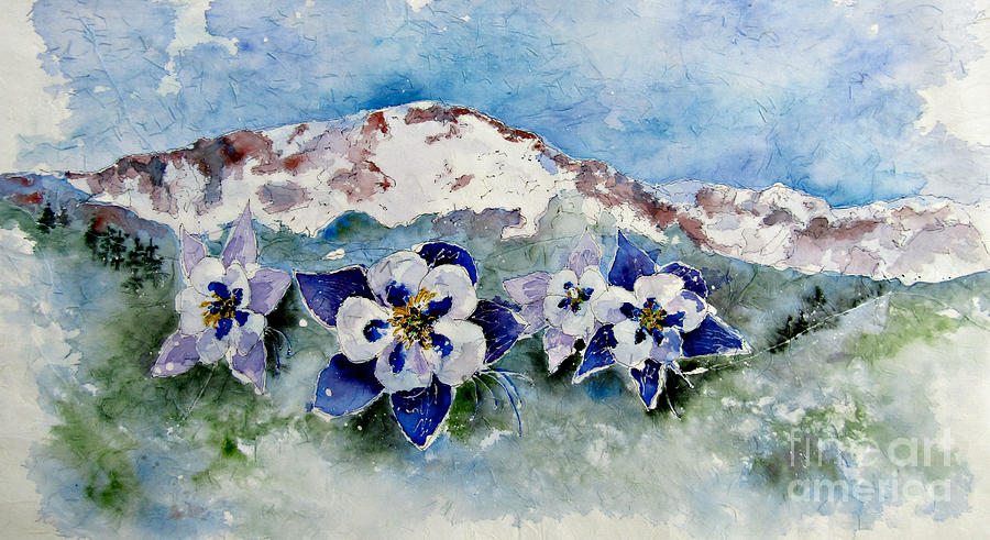 Colorado Columbine #2 Painting by Janet Cruickshank
