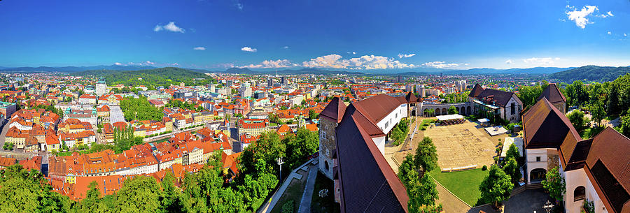 Colorful Ljubljana aerial panoramic view #2 Photograph by Brch Photography