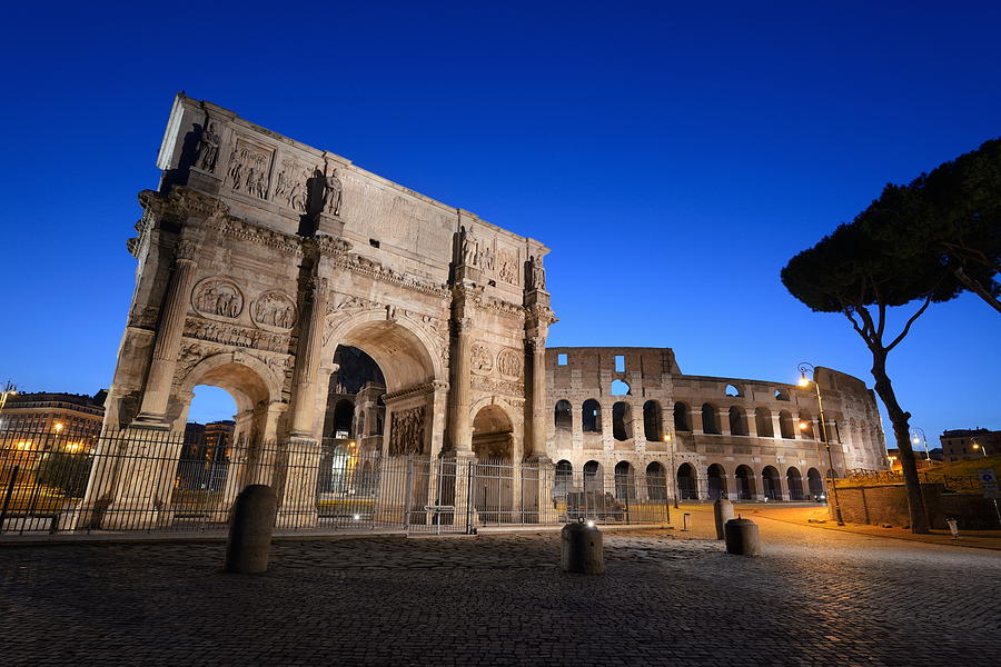 Colosseum Rome night #2 Photograph by Songquan Deng