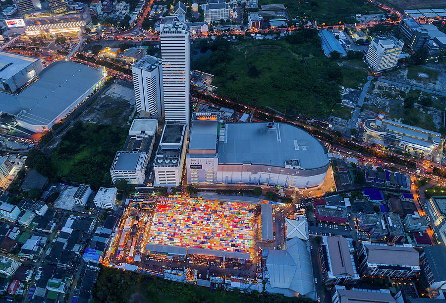 Colourful Night Market aerial view #2 Photograph by Pradeep Raja PRINTS