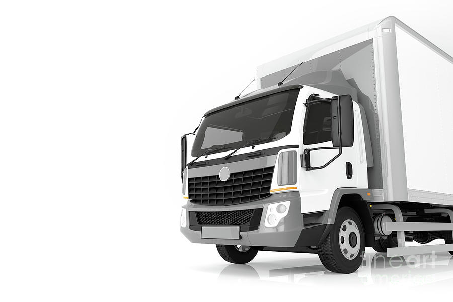 Commercial cargo delivery truck with blank white trailer. Generic, brandless design. #2 Photograph by Michal Bednarek