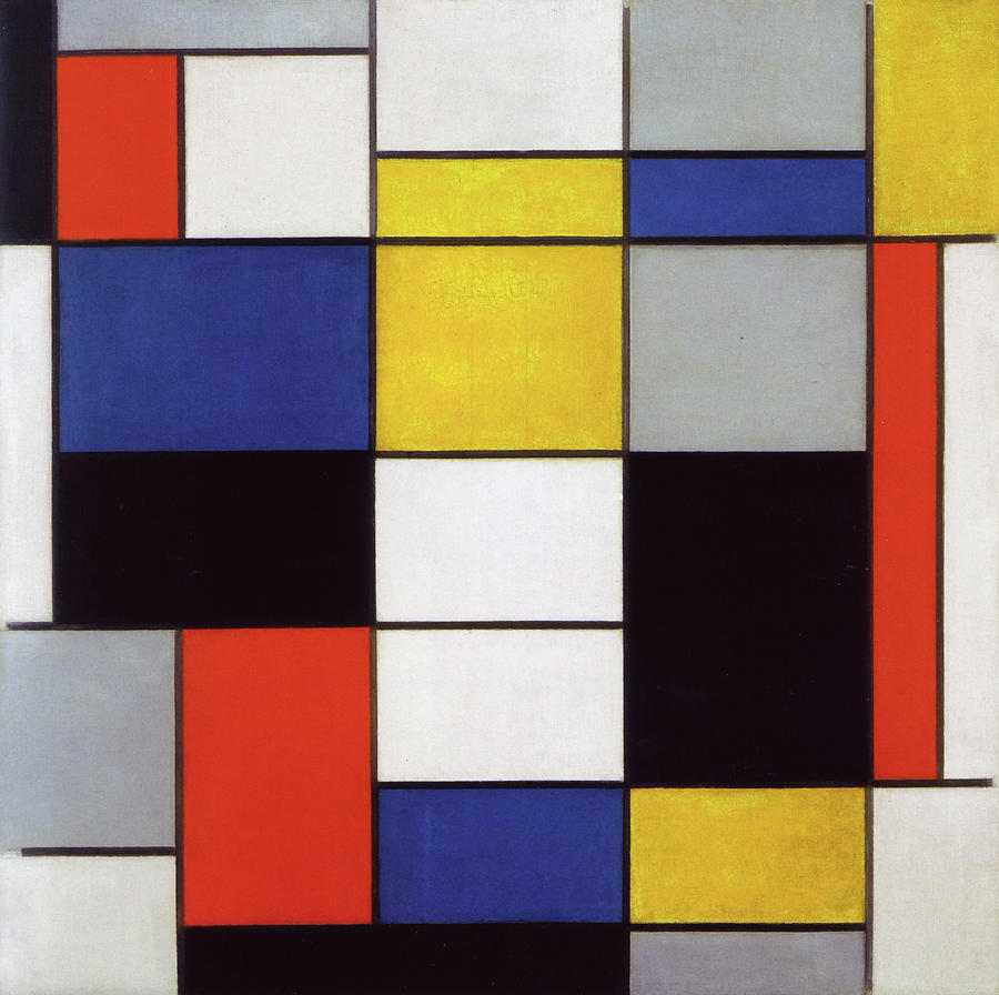 Primary Colors Painting - Composition A #2 by Piet Mondrian