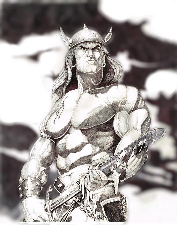 Conan The Barbarian Drawing by Bill Richards