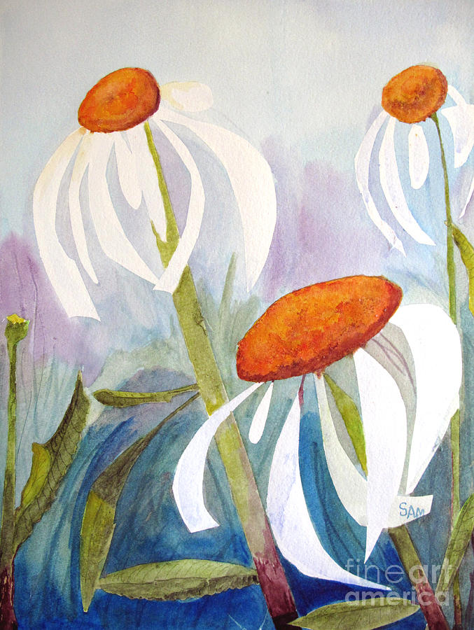 Coneflowers #2 Painting by Sandy McIntire