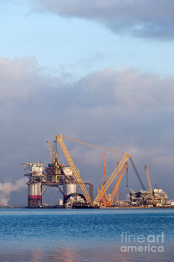 Crane Photograph - Construction Of Oil & Gas Platform #2 by Inga Spence