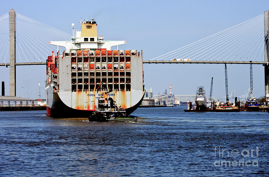 Container Ship entering Savannah Harbor on the Savannah River #2 Photograph by Thomas Marchessault