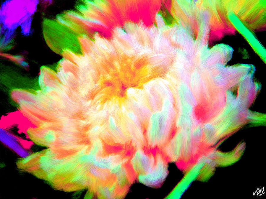 Flowers Still Life Painting - Cool Colorful Chrysanthemum #2 by Bruce Nutting
