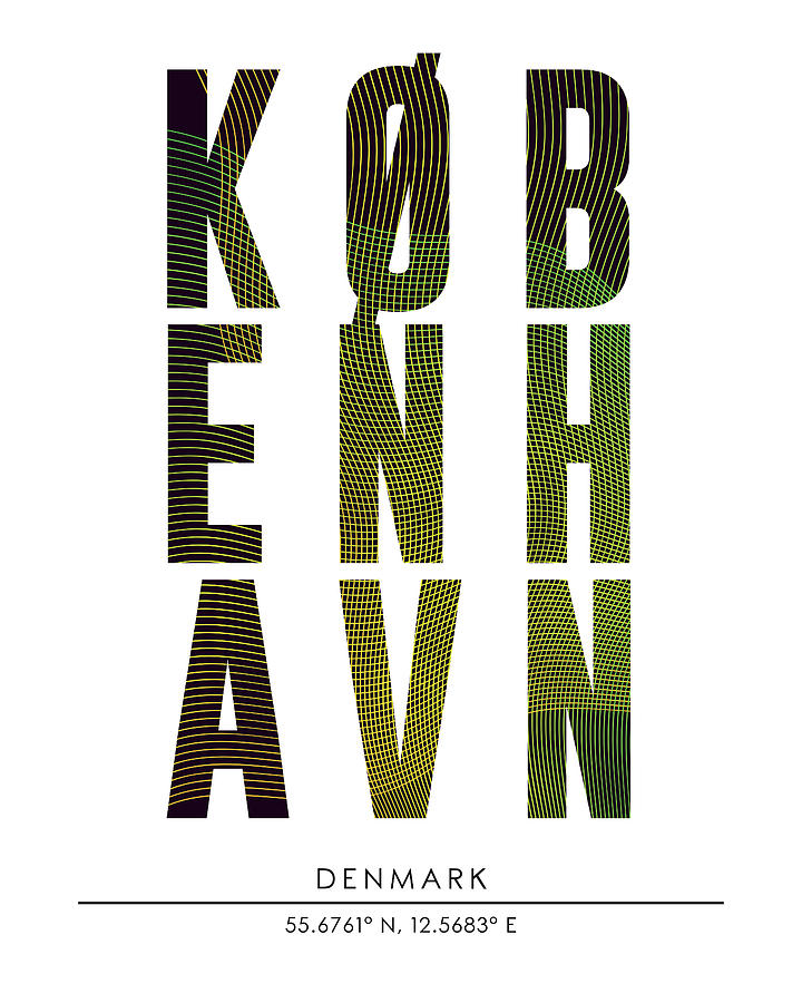 Copenhagen, Denmark - City Name Typography - Minimalist City Posters Mixed Media by Studio Grafiikka