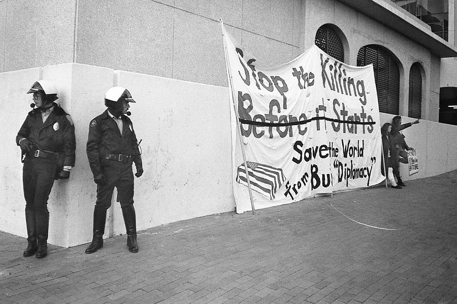 2 cops and anti Gulf War protestors Tucson Arizona 1991 Photograph by David Lee Guss