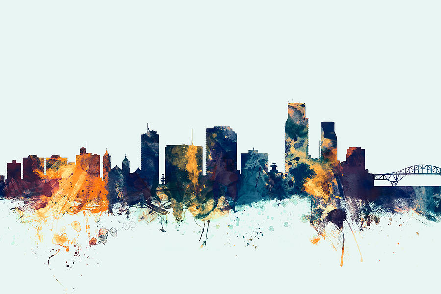 City Digital Art - Corpus Christie Texas Skyline #2 by Michael Tompsett