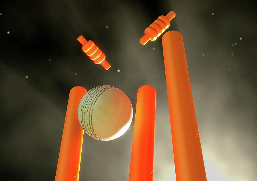 Cricket Digital Art - Cricket Ball Hitting Wickets #2 by Allan Swart