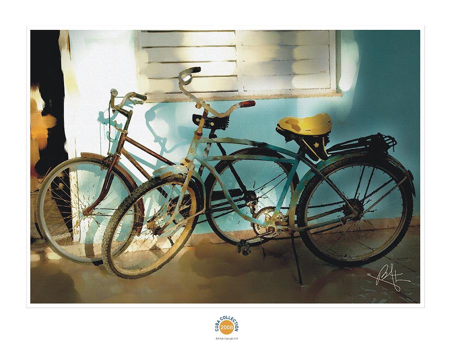 2 Cuban Bicycles Painting by Bob Salo