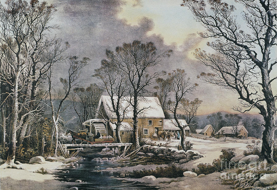 Winter in the Country #1 Drawing by Currier and Ives