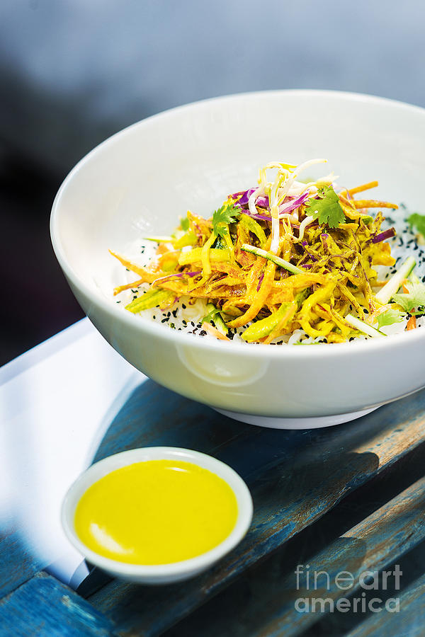 Curry Sauce Vegetable Salad With Noodles And Sesame Photograph by JM ...