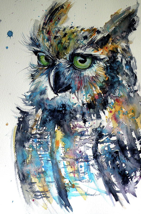 Cute owl #2 Painting by Kovacs Anna Brigitta