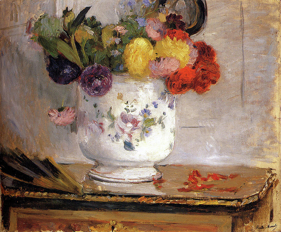 Dahlias  Painting by Berthe Morisot