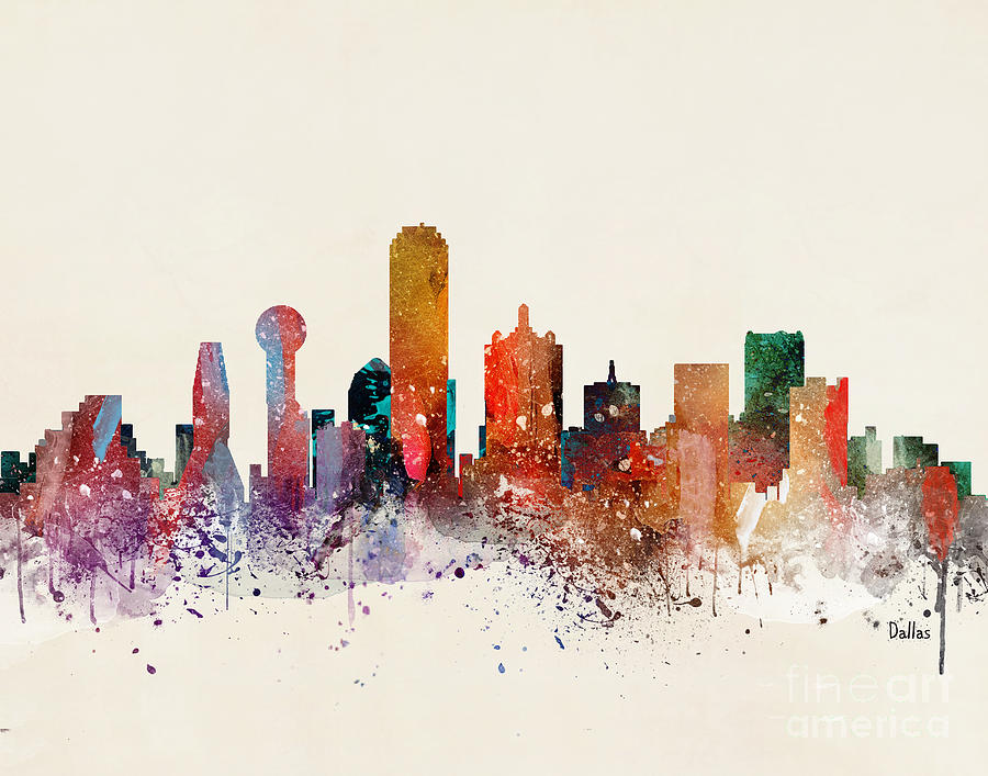 Dallas Texas Painting - Dallas Skyline by Bri Buckley